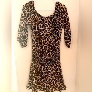 Veronica M Leopard Drop Waist Dress Xs